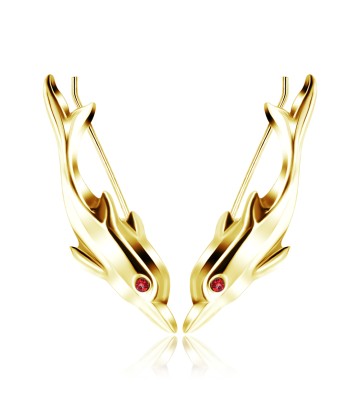 Gold Plated Silver Dolphin Shaped Earrings EL-110-GP